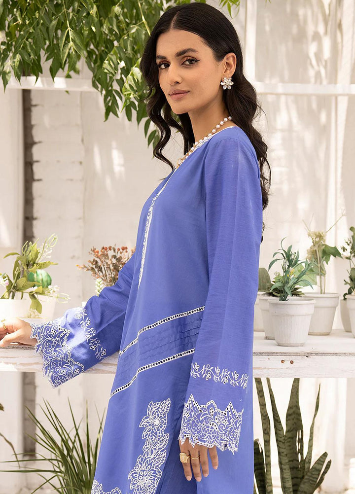 Florance By Meerak Embroidered Lawn Suits Unstitched Kurties MRK23F Tanzanite - Summer Collection