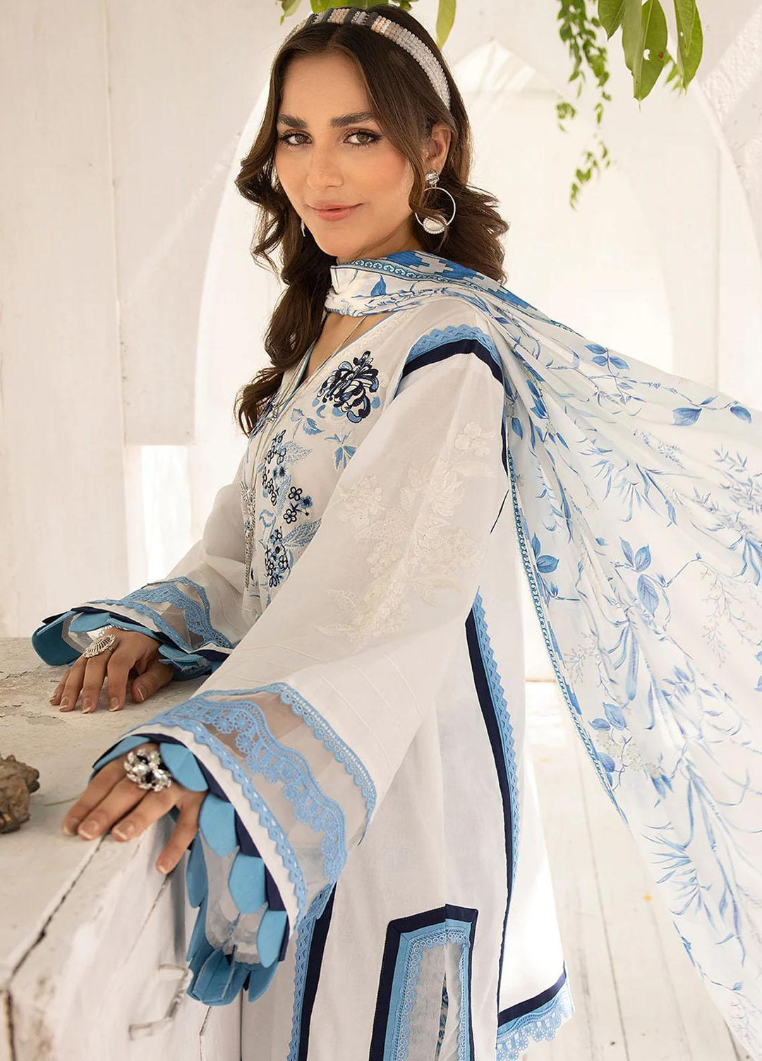 Florance By Meerak Embroidered Lawn Suits Unstitched 3 Piece MRK23F Opal - Summer Collection