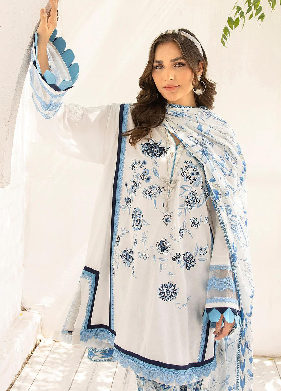 Florance By Meerak Embroidered Lawn Suits Unstitched 3 Piece MRK23F Opal - Summer Collection