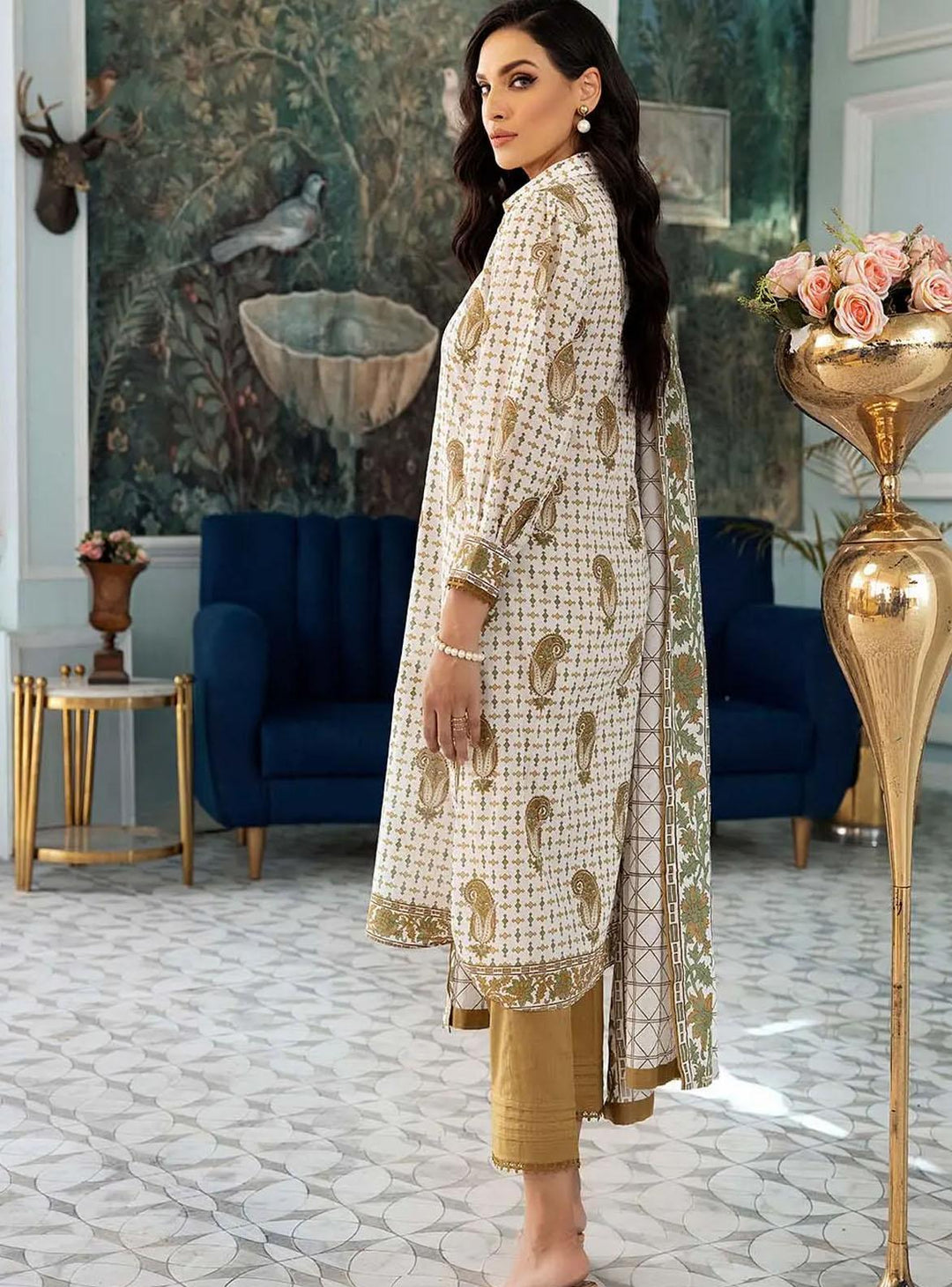 Florence By Gul Ahmed Printed Lawn Suits Unstitched 3 Piece GA22F CL-22223 A - Summer Collection