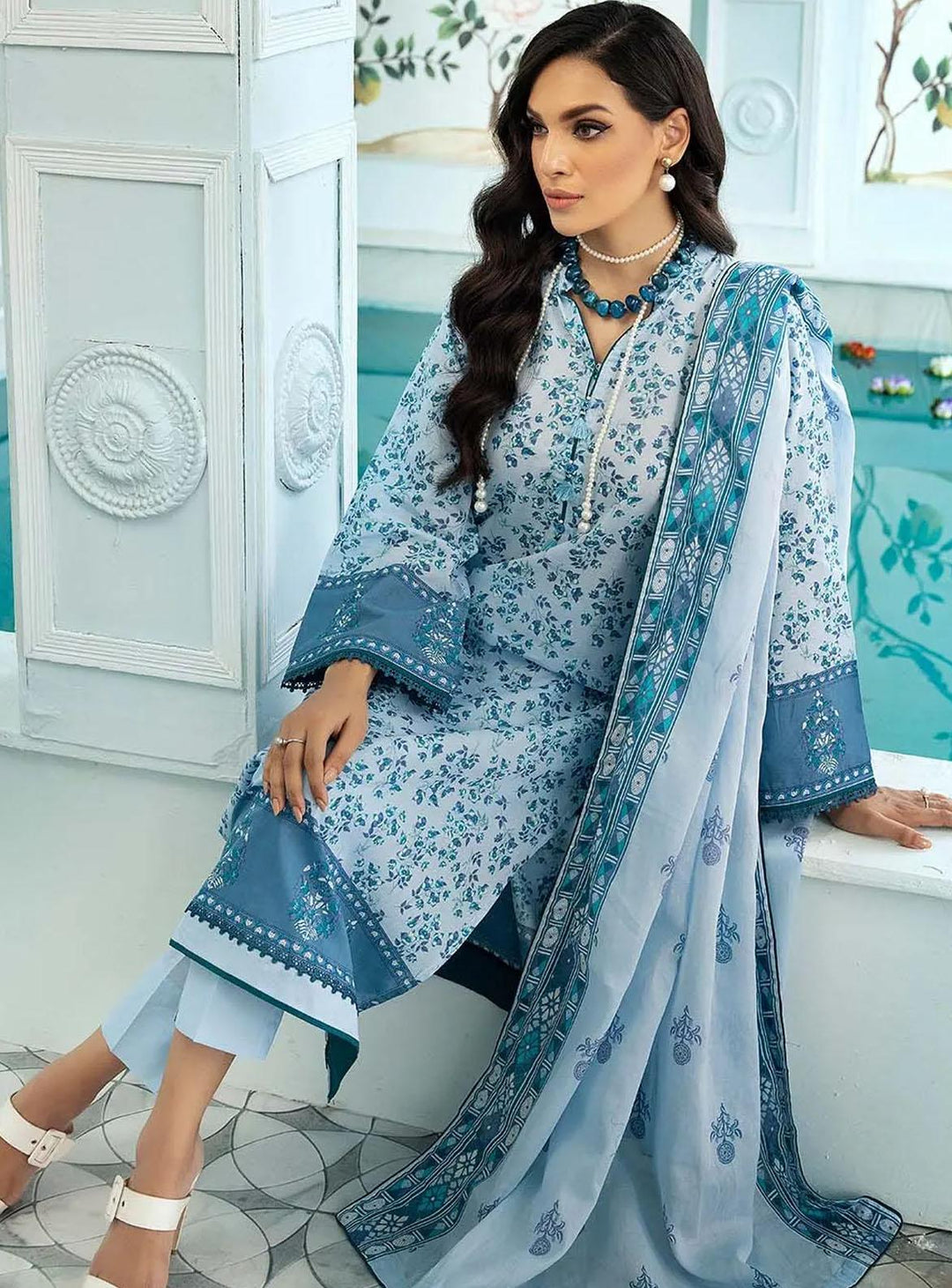 Florence By Gul Ahmed Printed Lawn Suits Unstitched 3 Piece GA22F CL-22225 B - Summer Collection