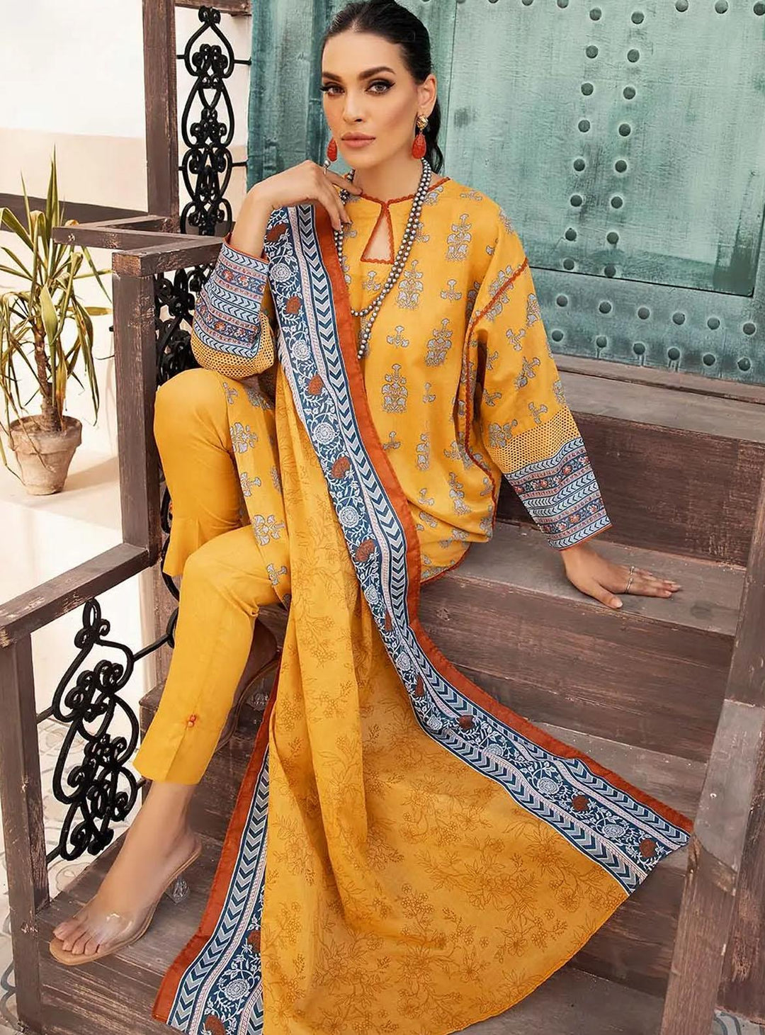 Florence By Gul Ahmed Printed Lawn Suits Unstitched 3 Piece GA22F CL-22238 B - Summer Collection