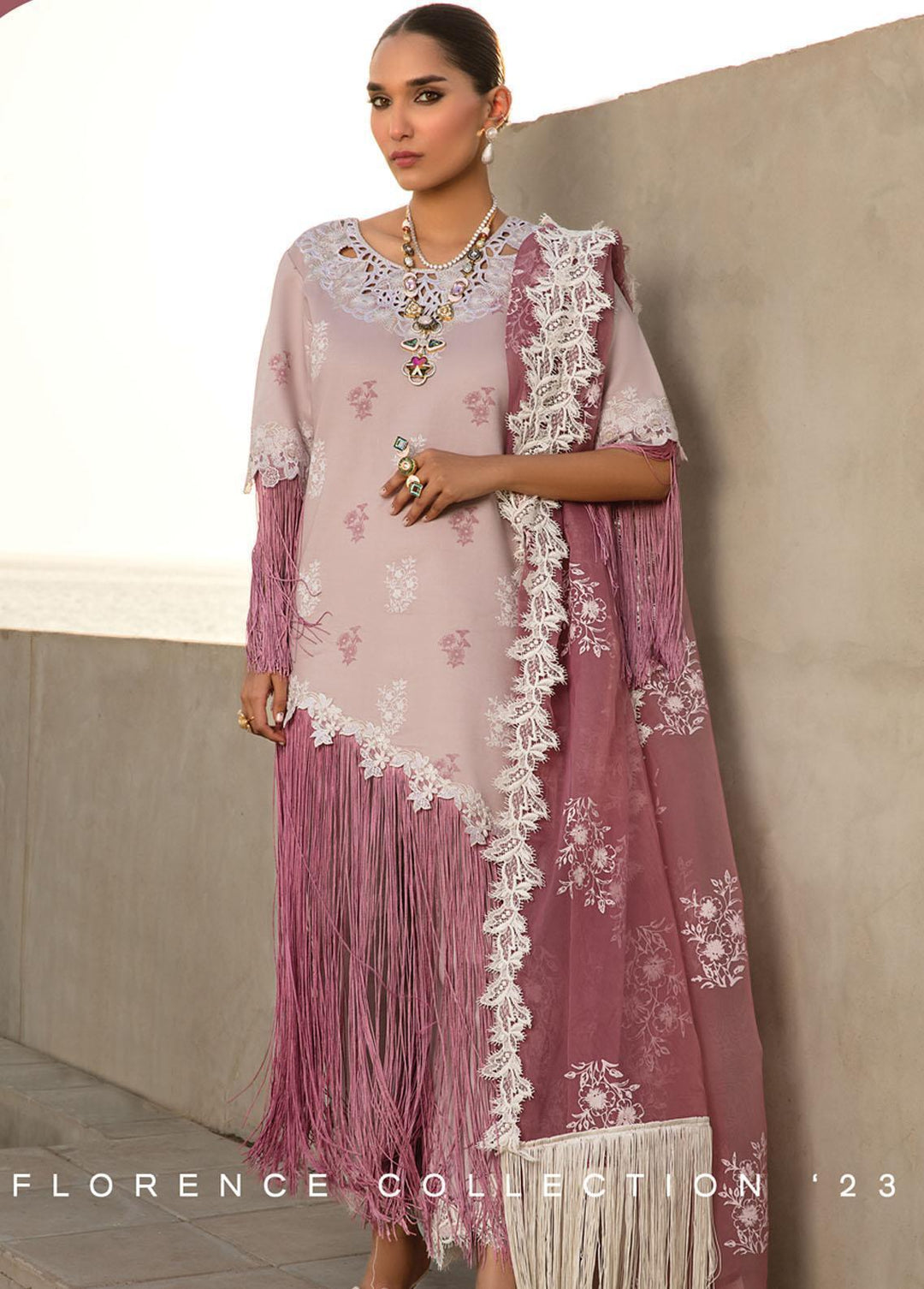 Florence By Rang Rasiya Embroidered Lawn Suits Unstitched 3 Piece RR23F 02 Dahlia - Summer Collection
