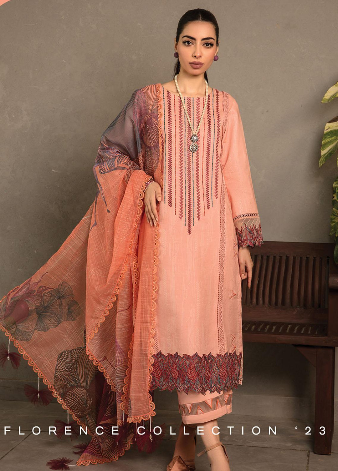Florence By Rang Rasiya Embroidered Lawn Suits Unstitched 3 Piece RR23F 04 Camellia - Summer Collection