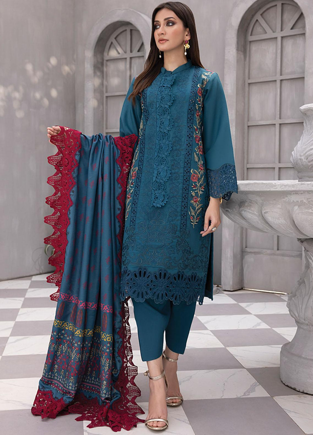 Florence By Rang Rasiya Embroidered Linen Suits Unstitched 3 Piece RR23FLL D-01 Minha - Winter Collection