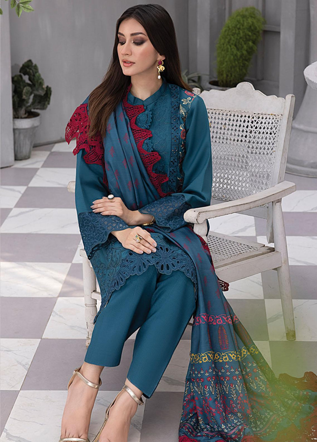 Florence By Rang Rasiya Embroidered Linen Suits Unstitched 3 Piece RR23FLL D-01 Minha - Winter Collection