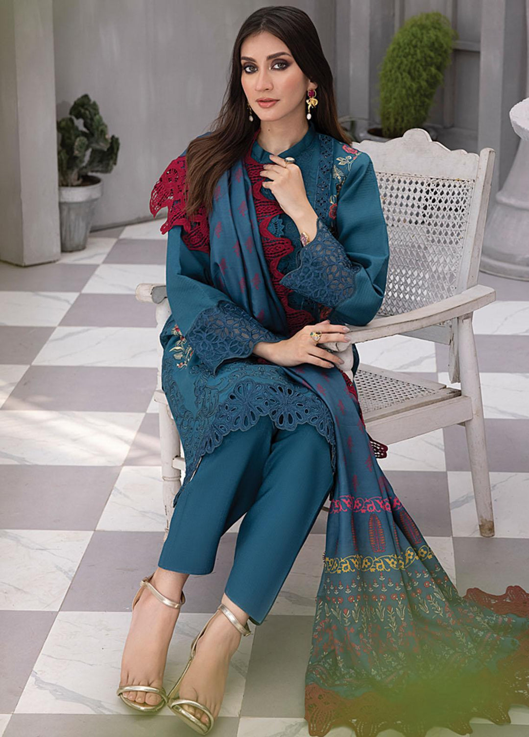 Florence By Rang Rasiya Embroidered Linen Suits Unstitched 3 Piece RR23FLL D-01 Minha - Winter Collection