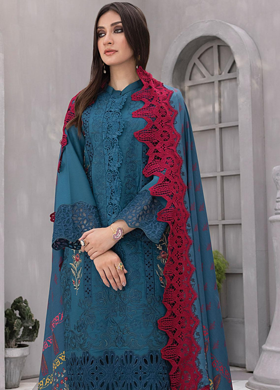Florence By Rang Rasiya Embroidered Linen Suits Unstitched 3 Piece RR23FLL D-01 Minha - Winter Collection