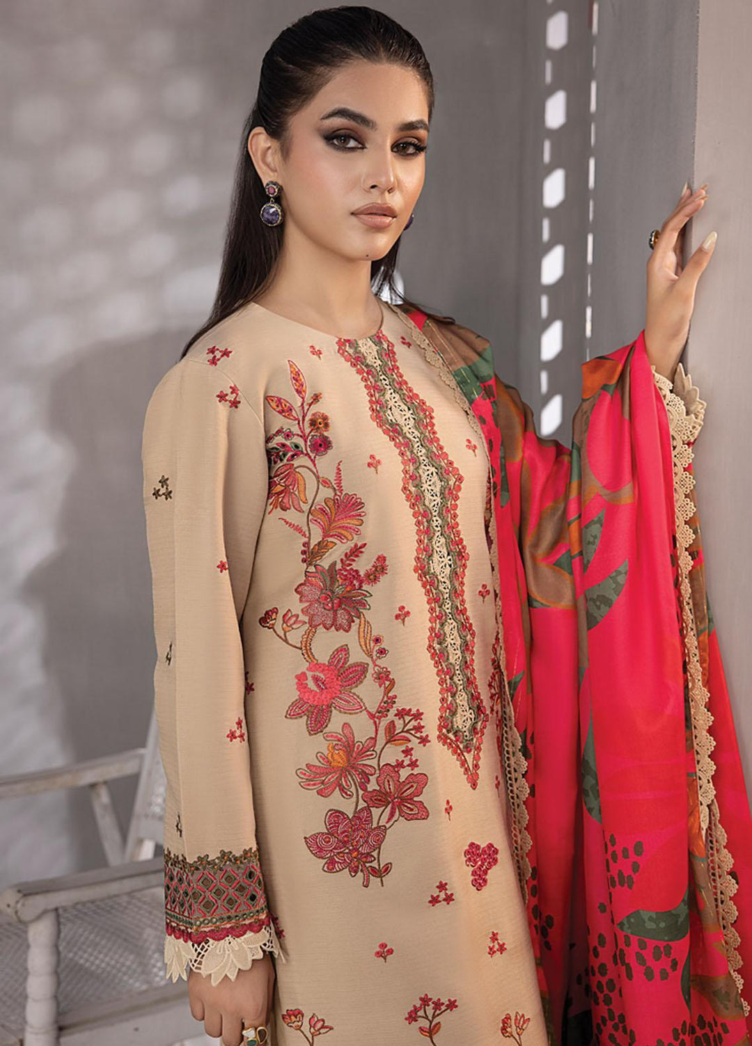 Florence By Rang Rasiya Embroidered Linen Suits Unstitched 3 Piece RR23FLL D-02 Maira - Winter Collection