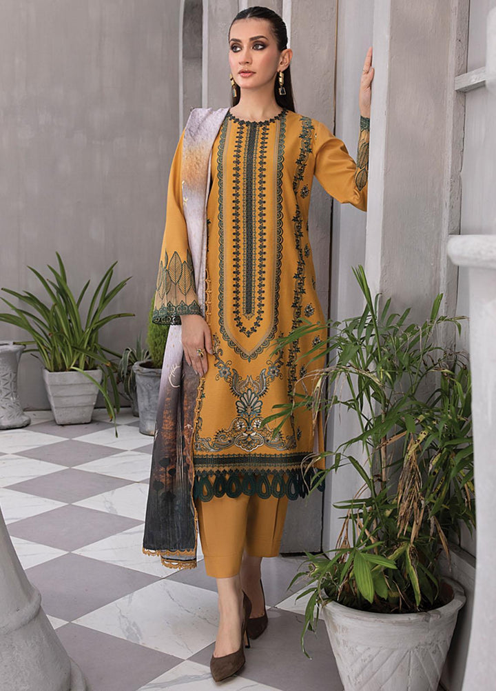Florence By Rang Rasiya Embroidered Linen Suits Unstitched 3 Piece RR23FLL D-03 Azlin - Winter Collection