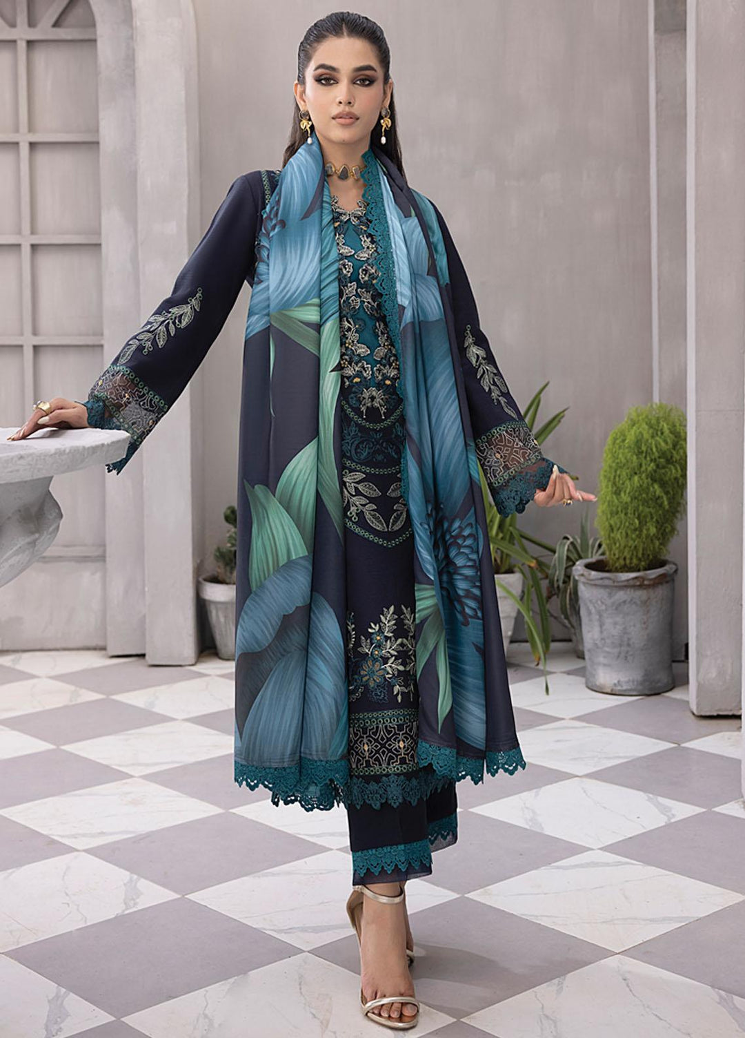 Florence By Rang Rasiya Embroidered Linen Suits Unstitched 3 Piece RR23FLL D-05 Kazimah - Winter Collection
