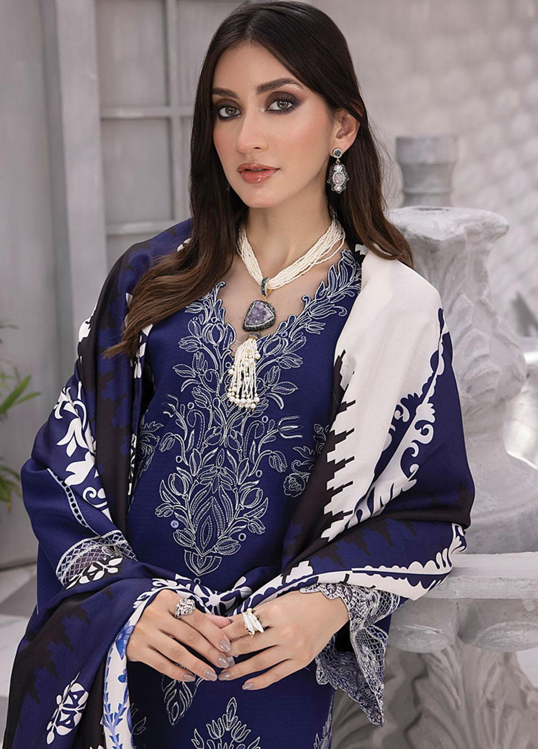 Florence By Rang Rasiya Embroidered Linen Suits Unstitched 3 Piece RR23FLL D-06 Amaya - Winter Collection