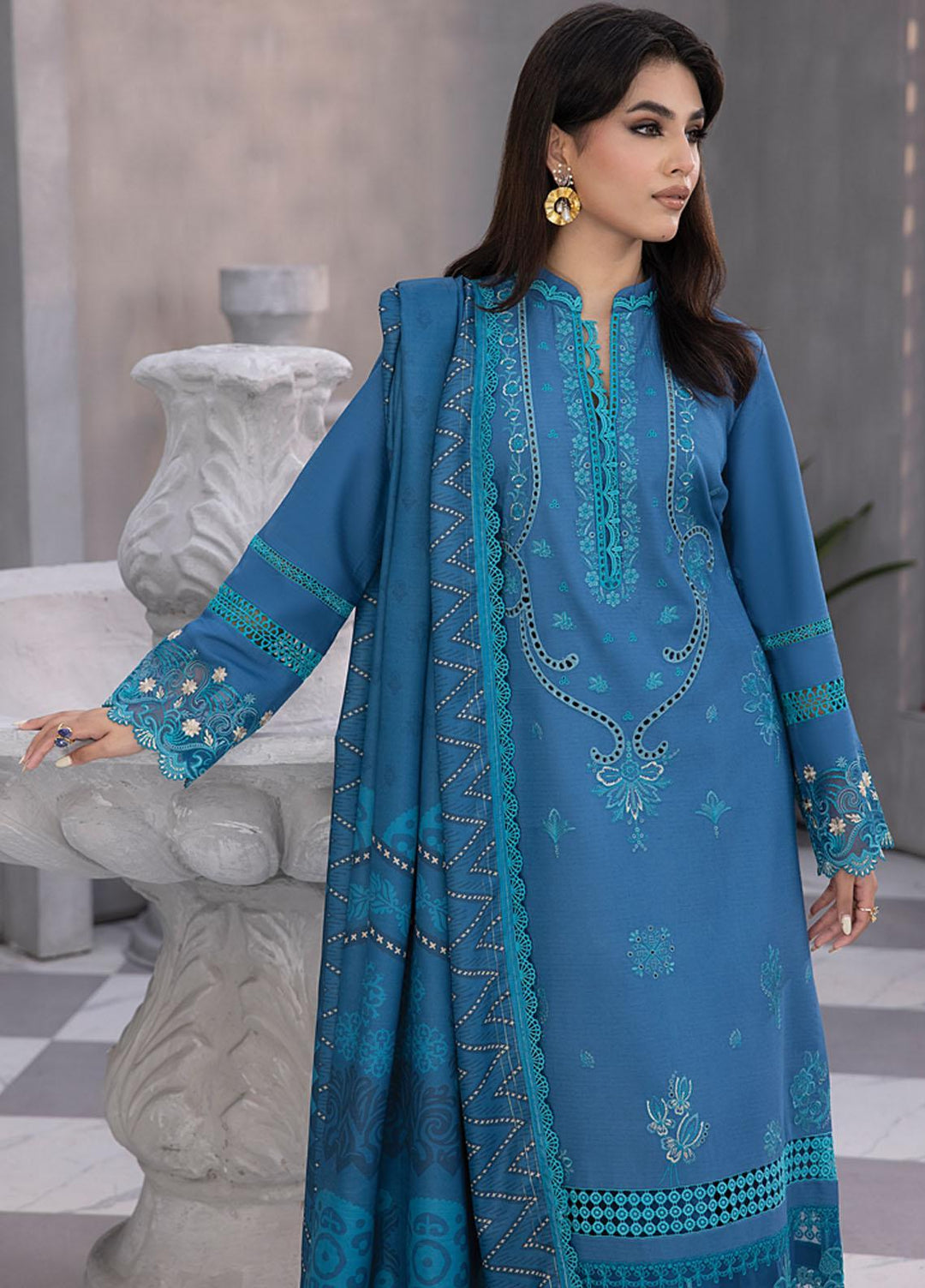 Florence By Rang Rasiya Embroidered Linen Suits Unstitched 3 Piece RR23FLL D-07 Maliha - Winter Collection