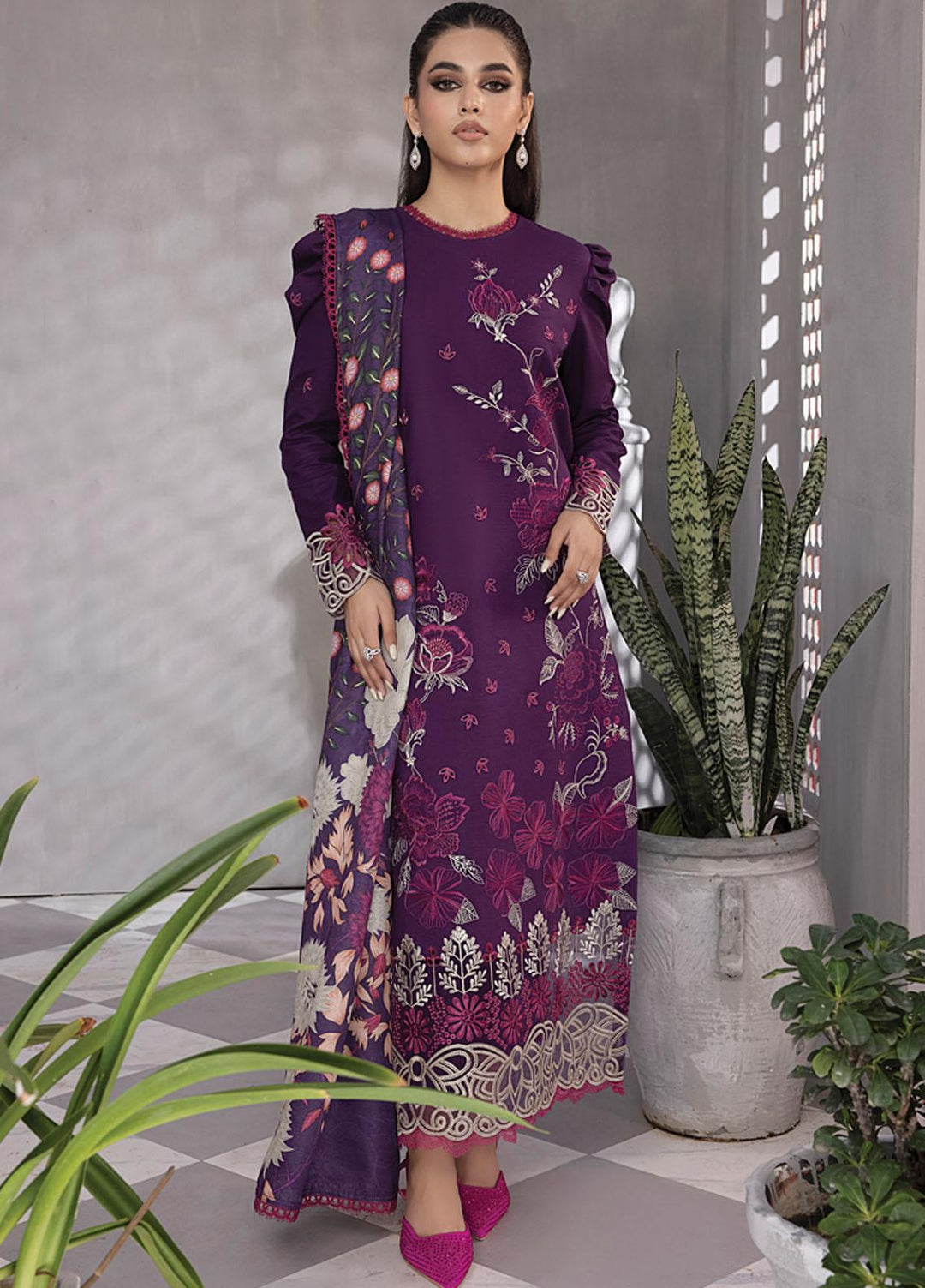 Florence By Rang Rasiya Embroidered Linen Suits Unstitched 3 Piece RR23FLL D-09 Saheefa - Winter Collection