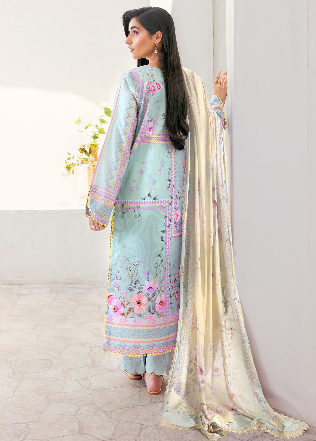 Florent Digital Printed Lawn Suits Unstitched 3 Piece FL25LP FL-1 A - Summer Collection