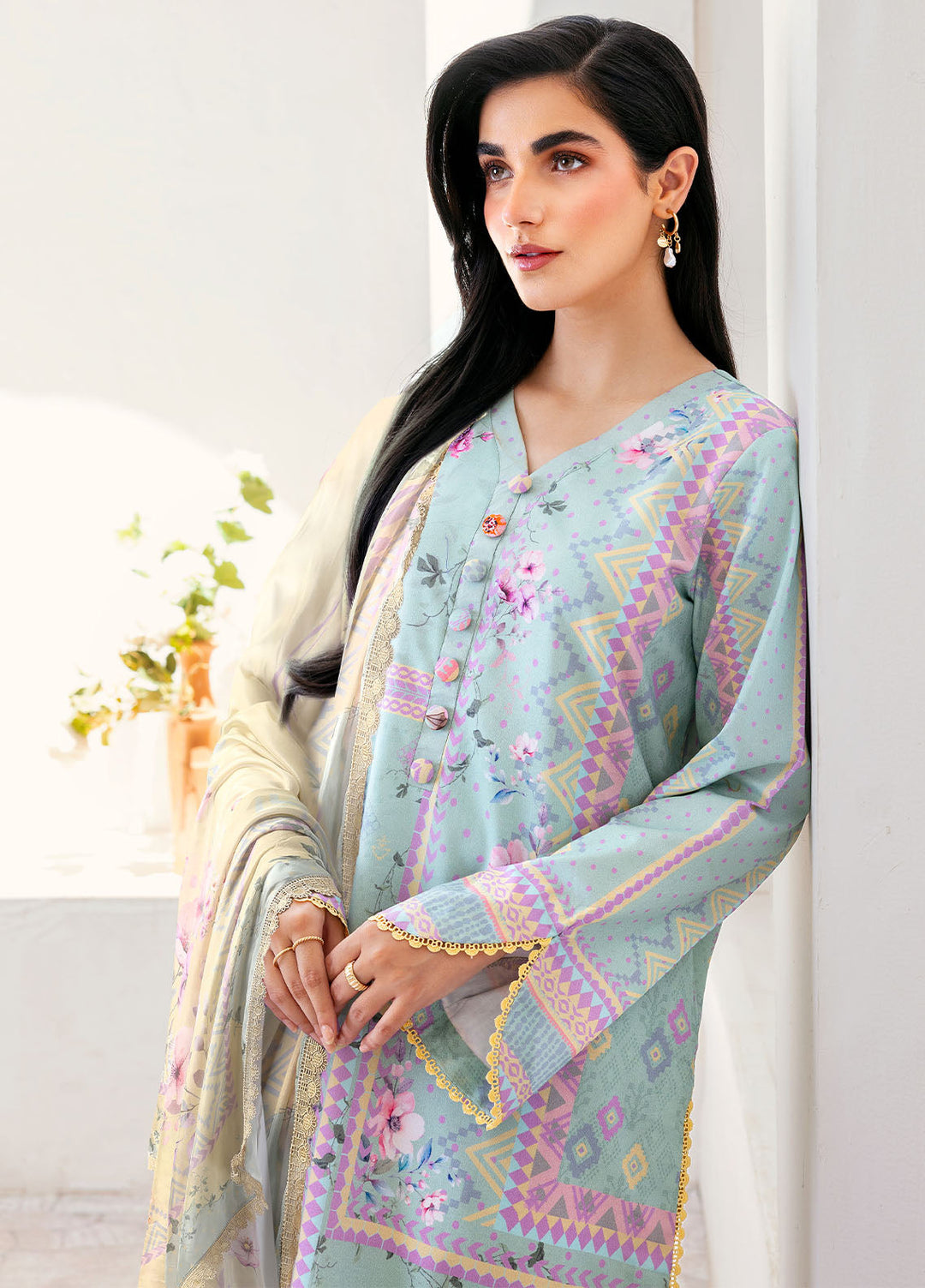 Florent Digital Printed Lawn Suits Unstitched 3 Piece FL25LP FL-1 A - Summer Collection