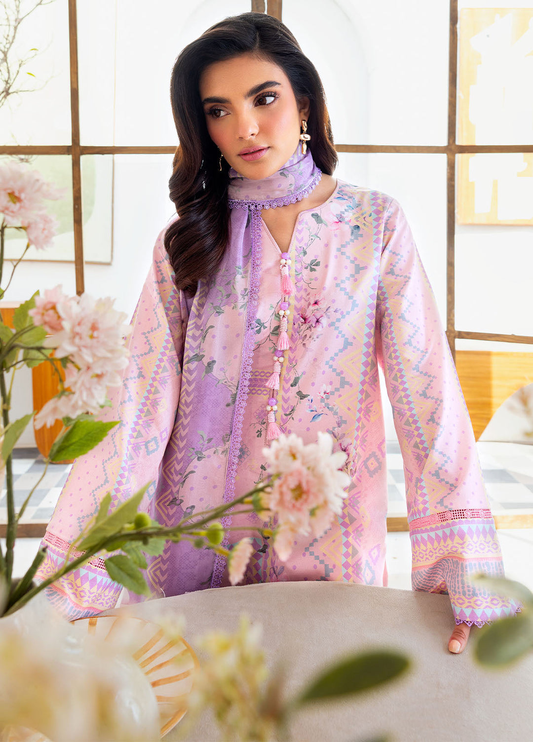 Florent Digital Printed Lawn Suits Unstitched 3 Piece FL25LP FL-1 B - Summer Collection