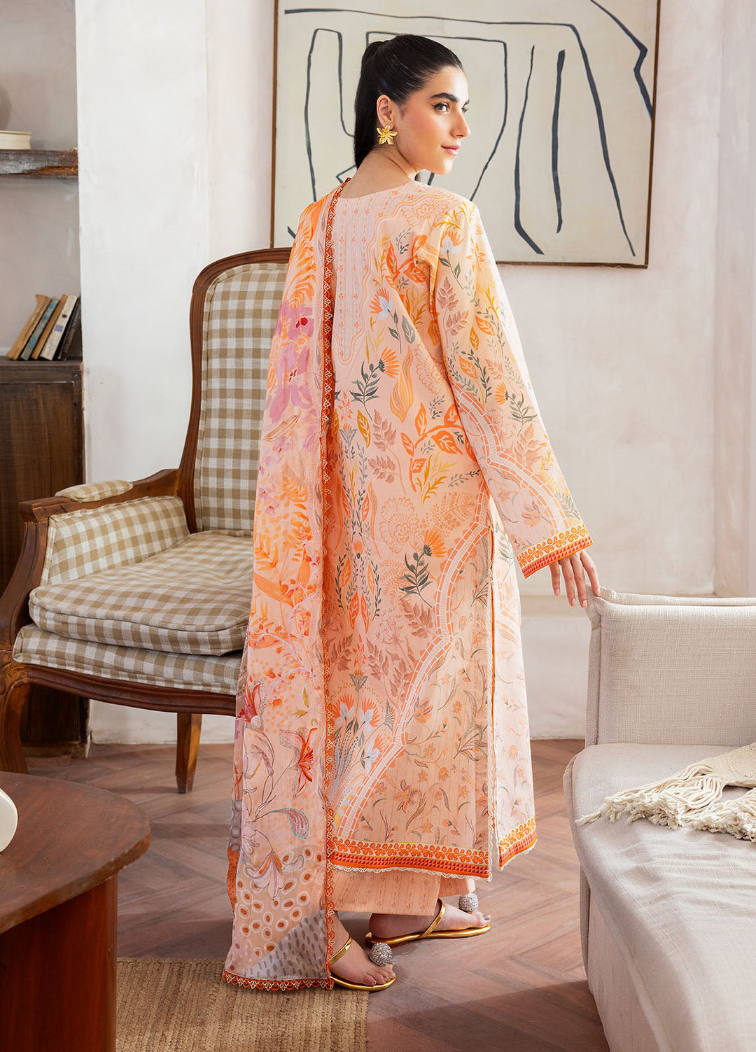 Florent Digital Printed Lawn Suits Unstitched 3 Piece FL25LP FL-3 A - Summer Collection