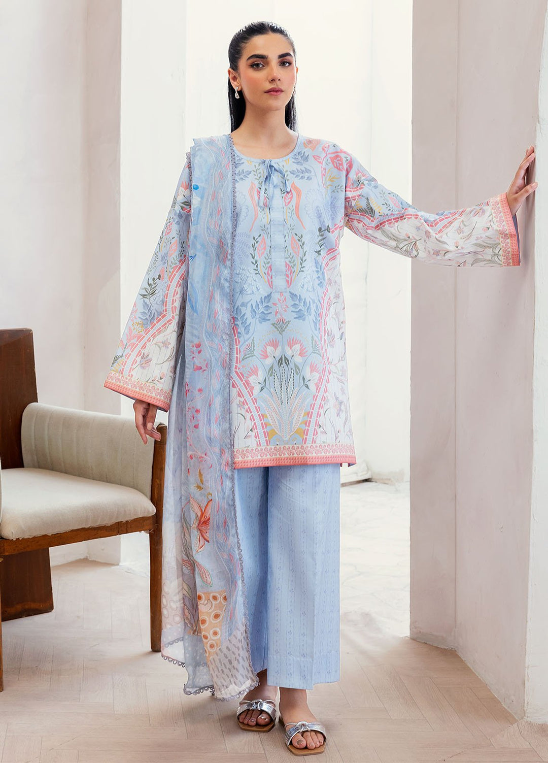 Florent Digital Printed Lawn Suits Unstitched 3 Piece FL25LP FL-3 B - Summer Collection
