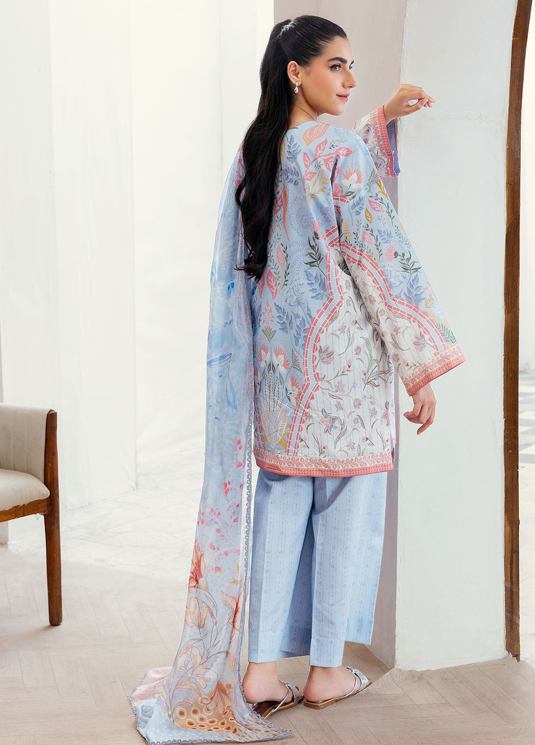 Florent Digital Printed Lawn Suits Unstitched 3 Piece FL25LP FL-3 B - Summer Collection