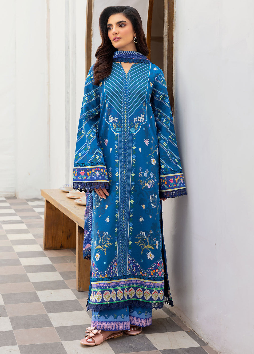 Florent Digital Printed Lawn Suits Unstitched 3 Piece FL25LP FL-4 A - Summer Collection