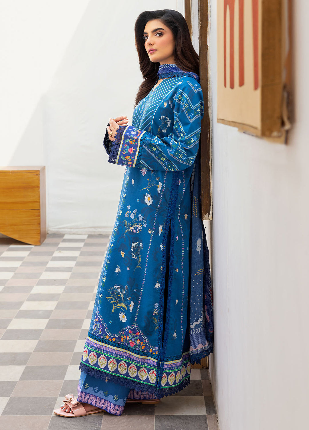 Florent Digital Printed Lawn Suits Unstitched 3 Piece FL25LP FL-4 A - Summer Collection