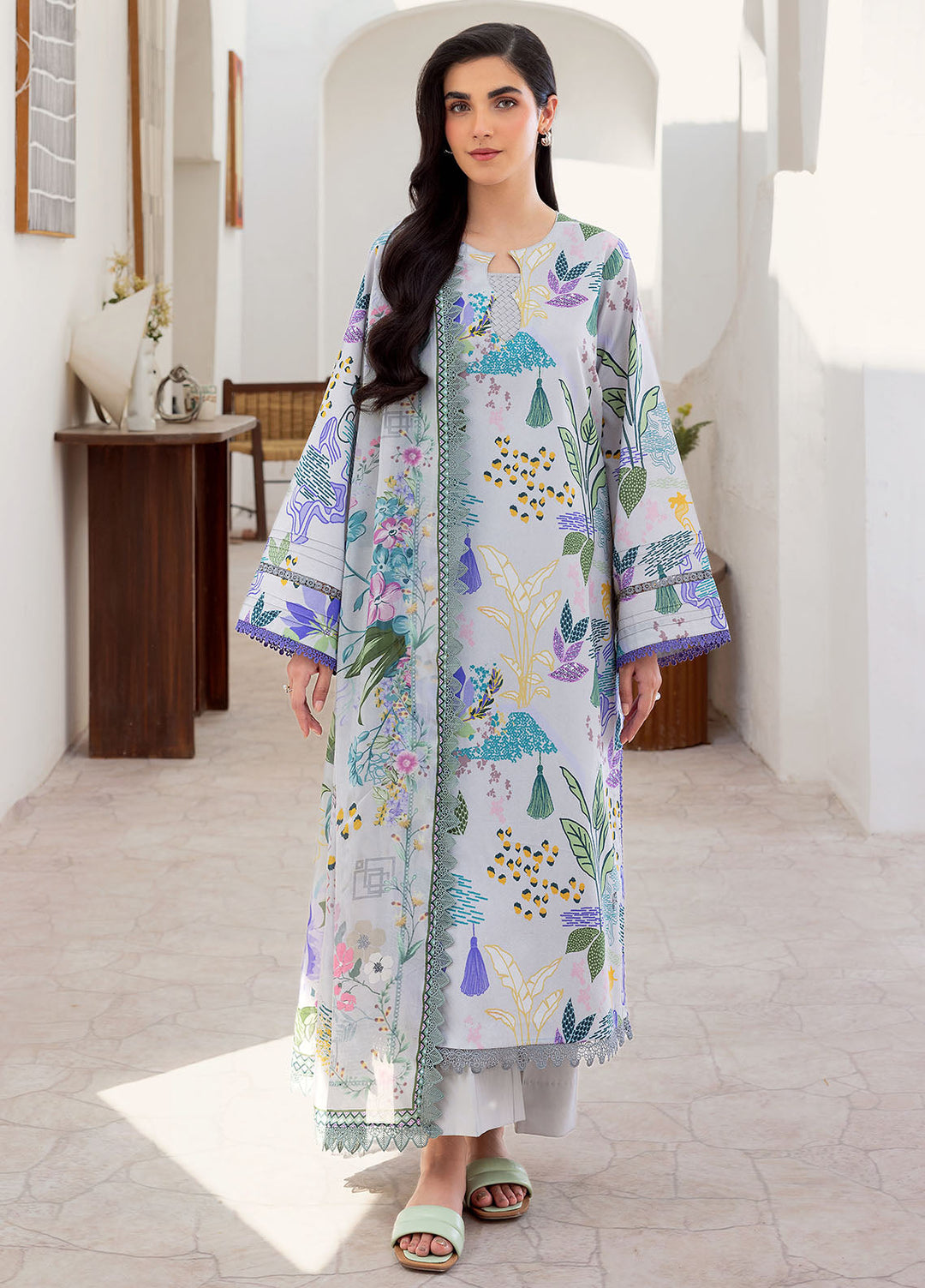 Florent Digital Printed Lawn Suits Unstitched 3 Piece FL25LP FL-5 A - Summer Collection