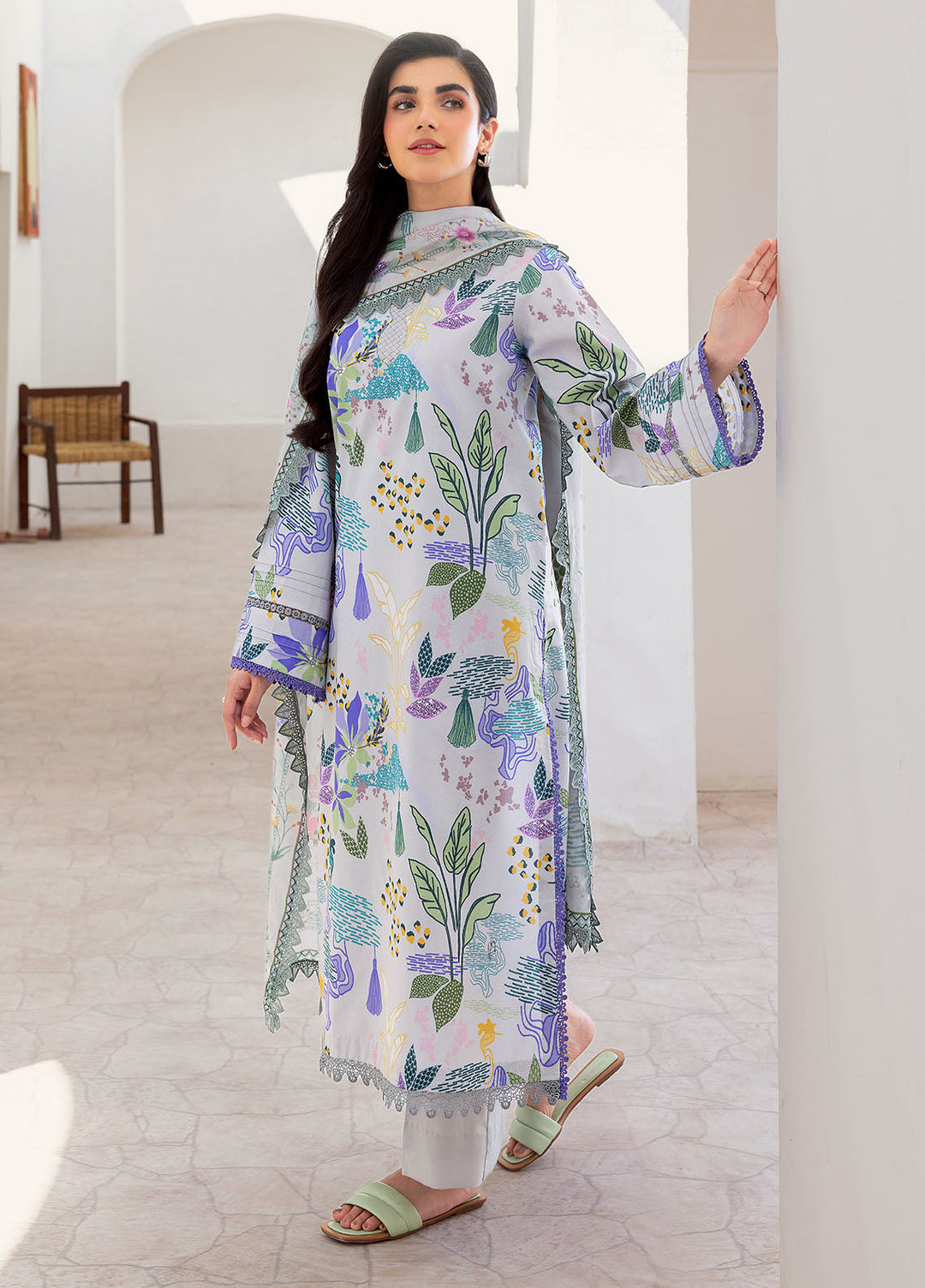 Florent Digital Printed Lawn Suits Unstitched 3 Piece FL25LP FL-5 A - Summer Collection