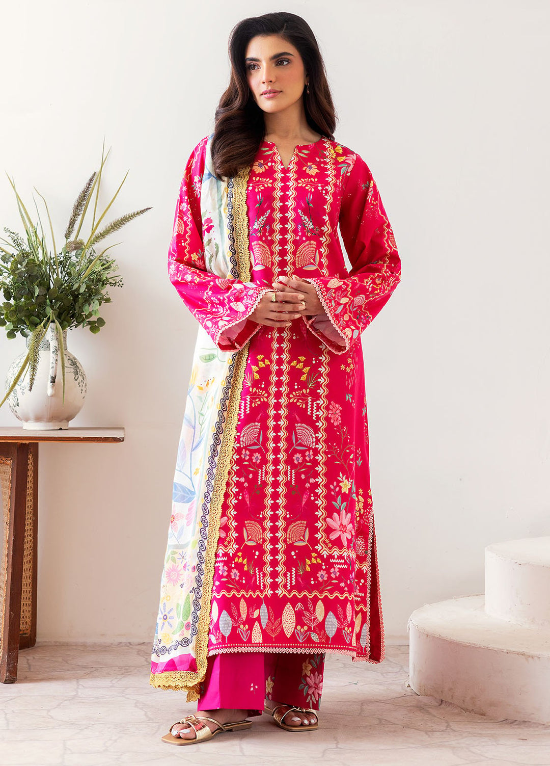 Florent Digital Printed Lawn Suits Unstitched 3 Piece FL25LP FL-6 A - Summer Collection