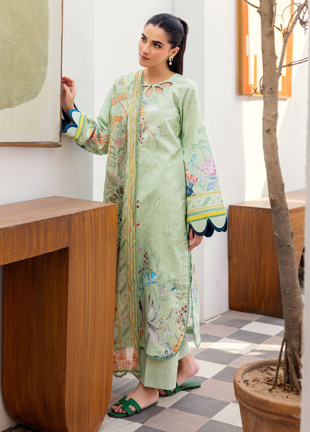 Florent Digital Printed Lawn Suits Unstitched 3 Piece FL25LP FL-7 A - Summer Collection