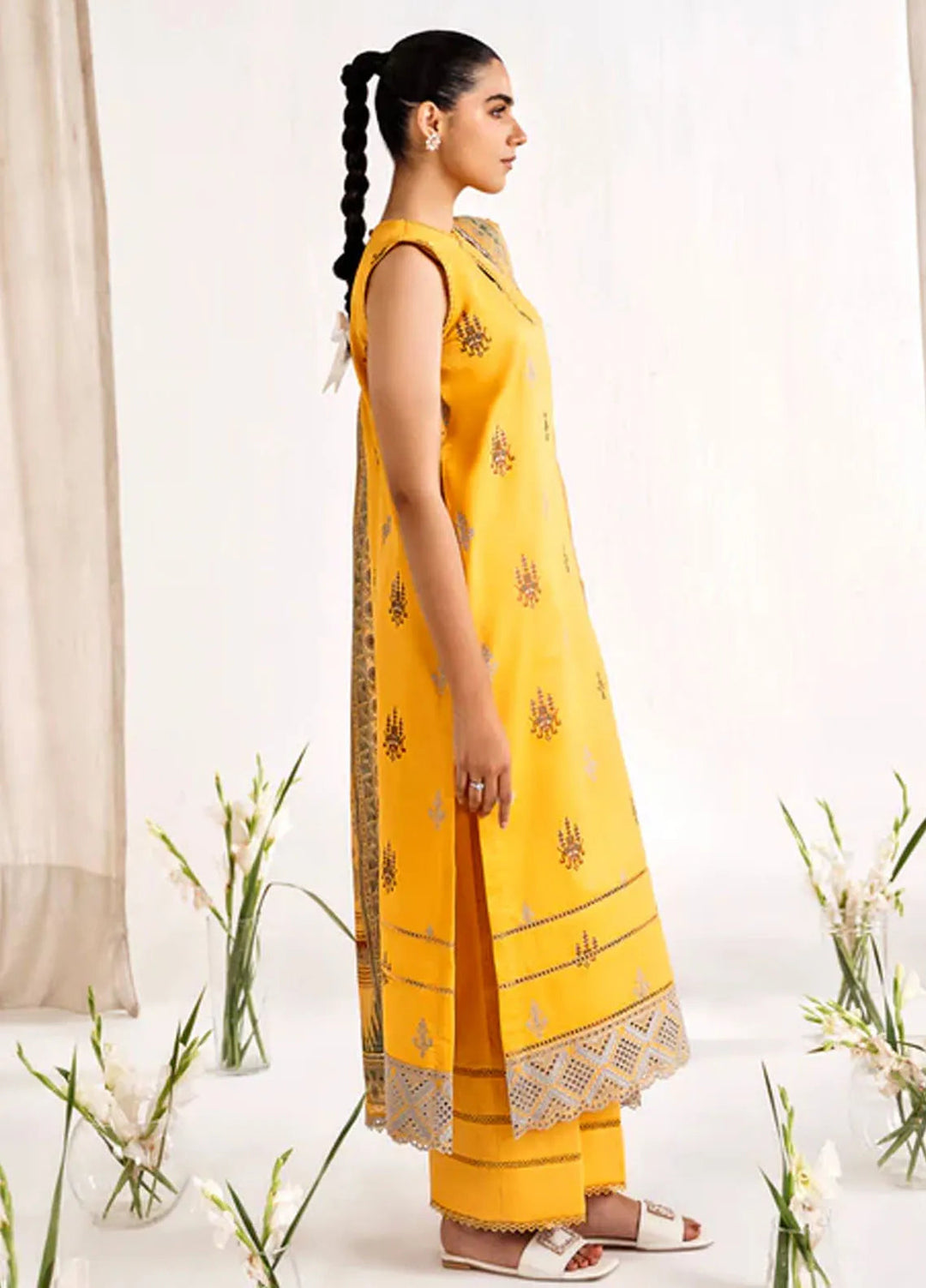 Florent Embroidered Lawn Suit Unstitched 3 Piece FL24F FL-1B - Summer Collection