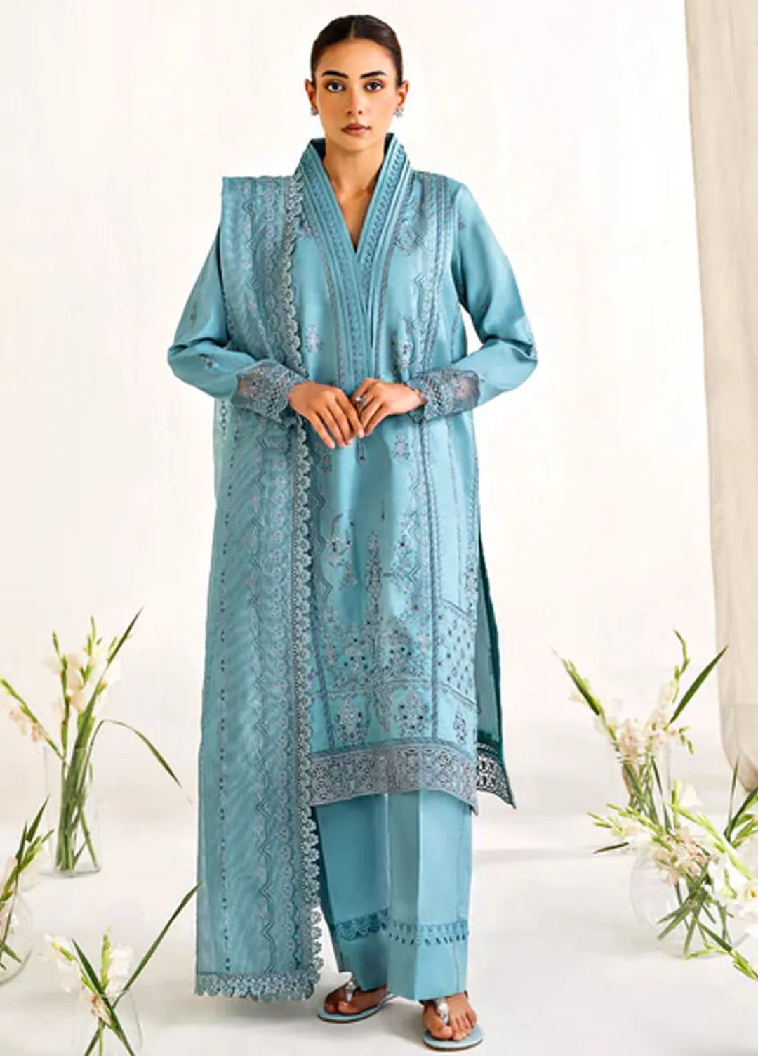 Florent Embroidered Lawn Suit Unstitched 3 Piece FL24F FL-2A - Summer Collection