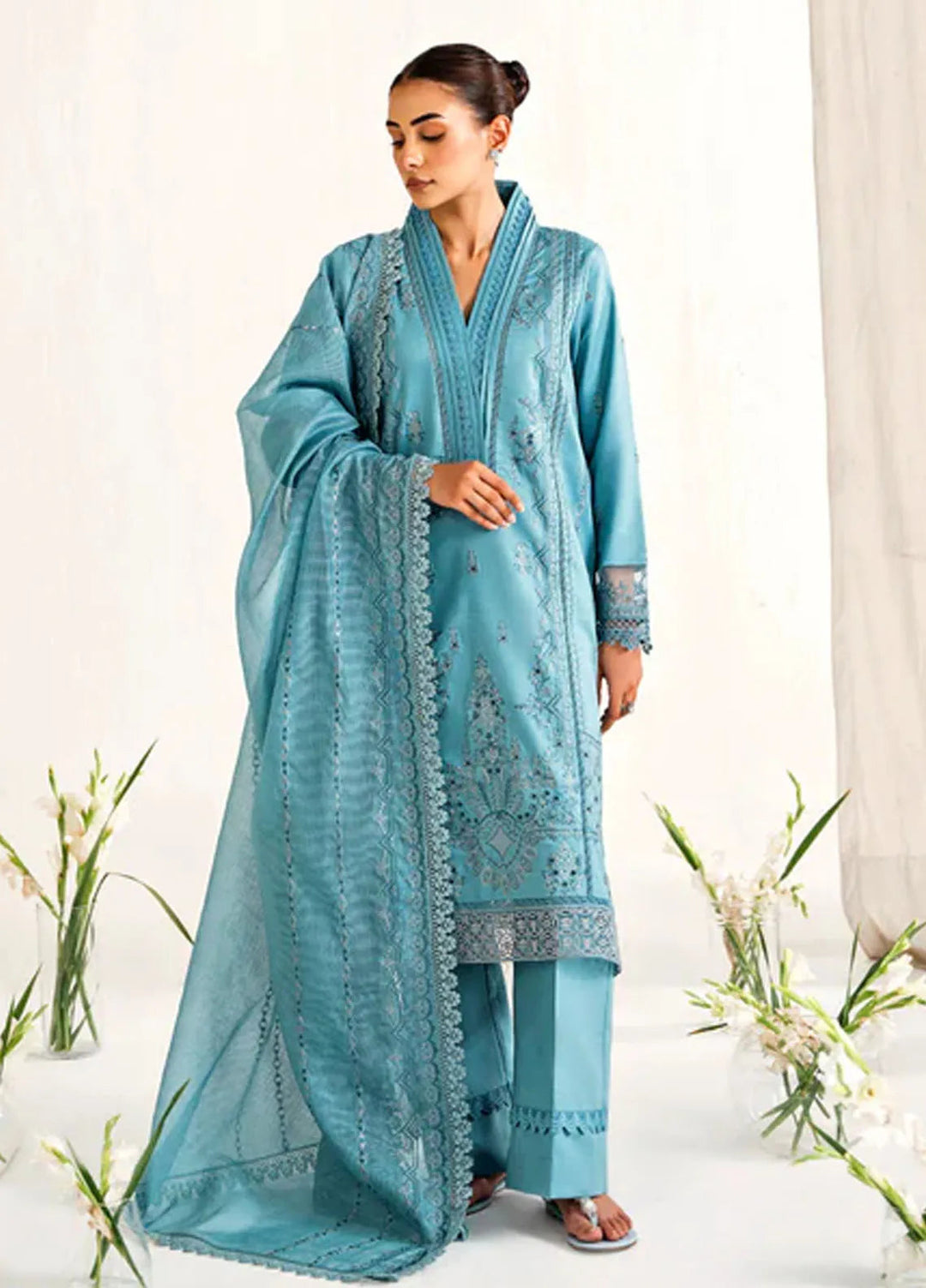 Florent Embroidered Lawn Suit Unstitched 3 Piece FL24F FL-2A - Summer Collection