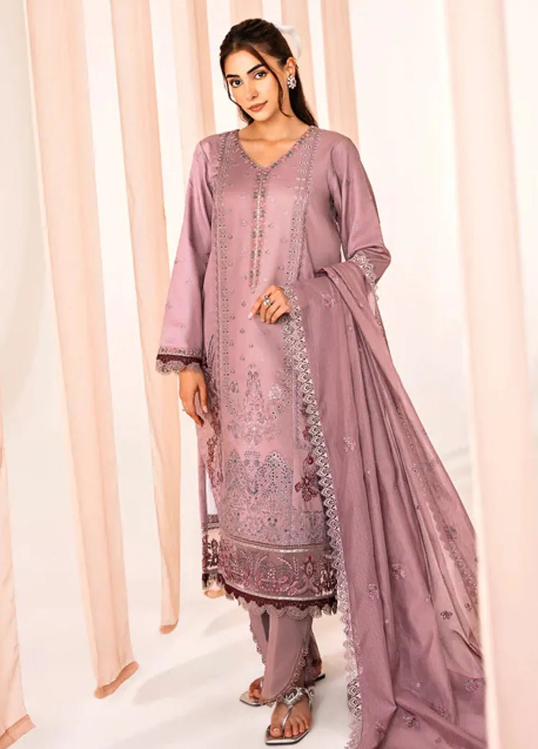 Florent Embroidered Lawn Suit Unstitched 3 Piece FL24F FL-7 - Summer Collection