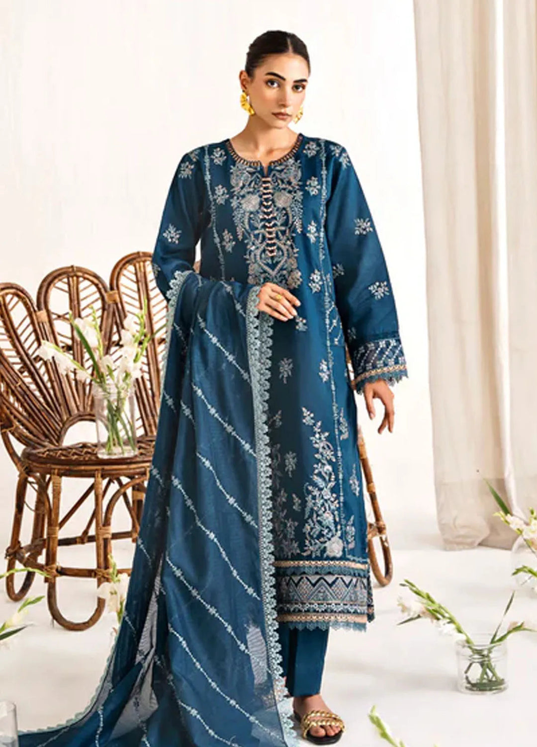 Florent Embroidered Lawn Suit Unstitched 3 Piece FL24F FL-8 - Summer Collection
