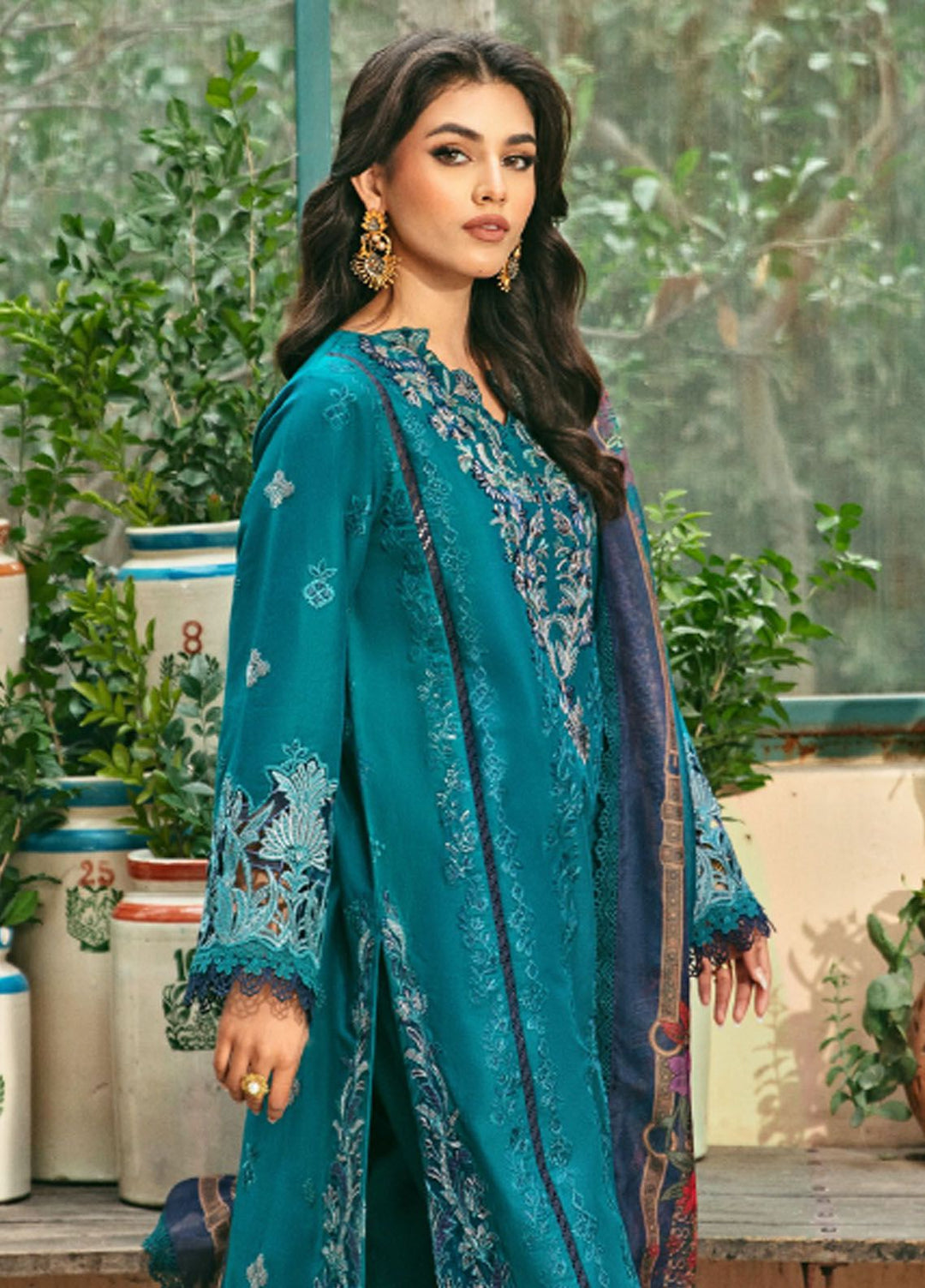 Florent Embroidered Lawn Suit Unstitched 3 Piece FL24LL FL-2B - Luxury Summer Collection