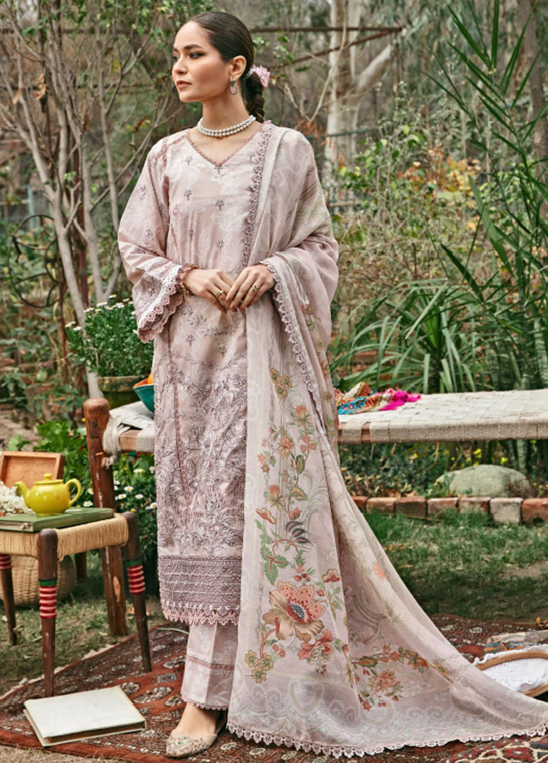 Florent Embroidered Lawn Suit Unstitched 3 Piece FL24LL FL-8A - Luxury Summer Collection