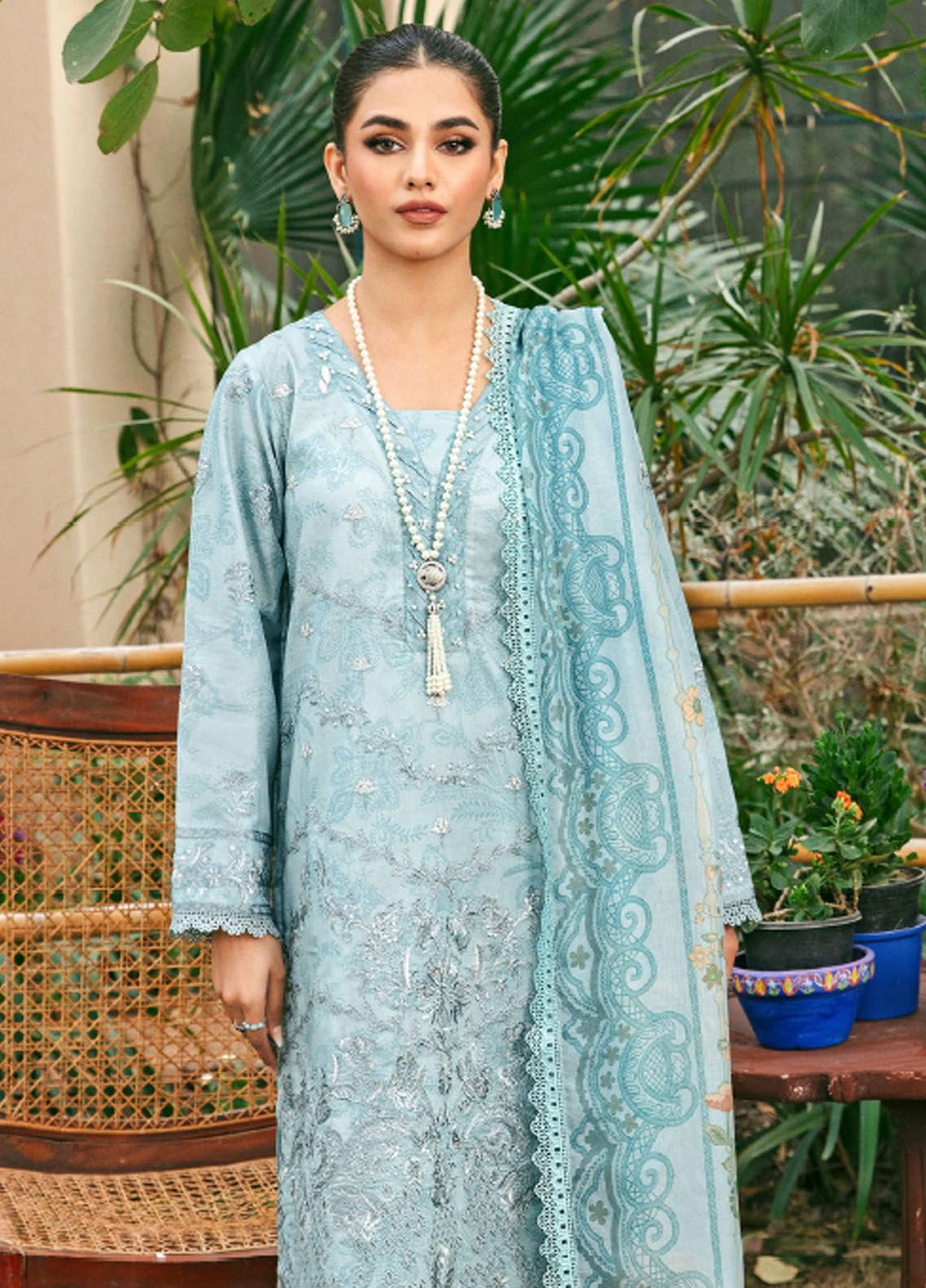 Florent Embroidered Lawn Suit Unstitched 3 Piece FL24LL FL-8B - Luxury Summer Collection