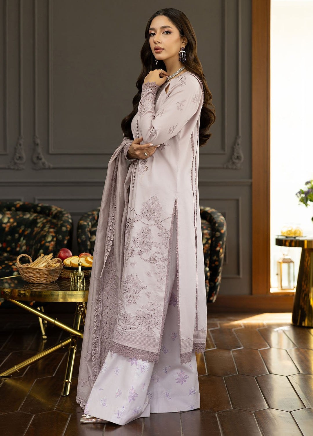 Florent Embroidered Lawn Suits Unstitched 3 Piece FL25EF FL-1 B - Summer Collection
