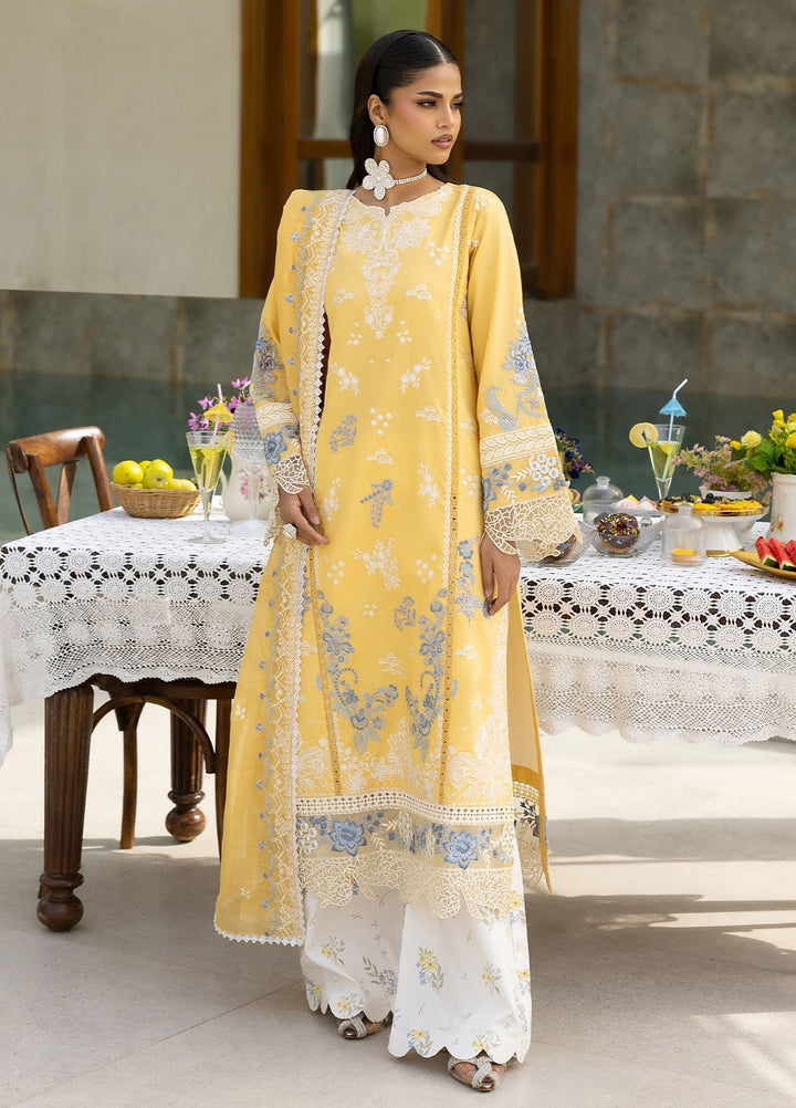 Florent Embroidered Lawn Suits Unstitched 3 Piece FL25EF FL-2 A - Summer Collection