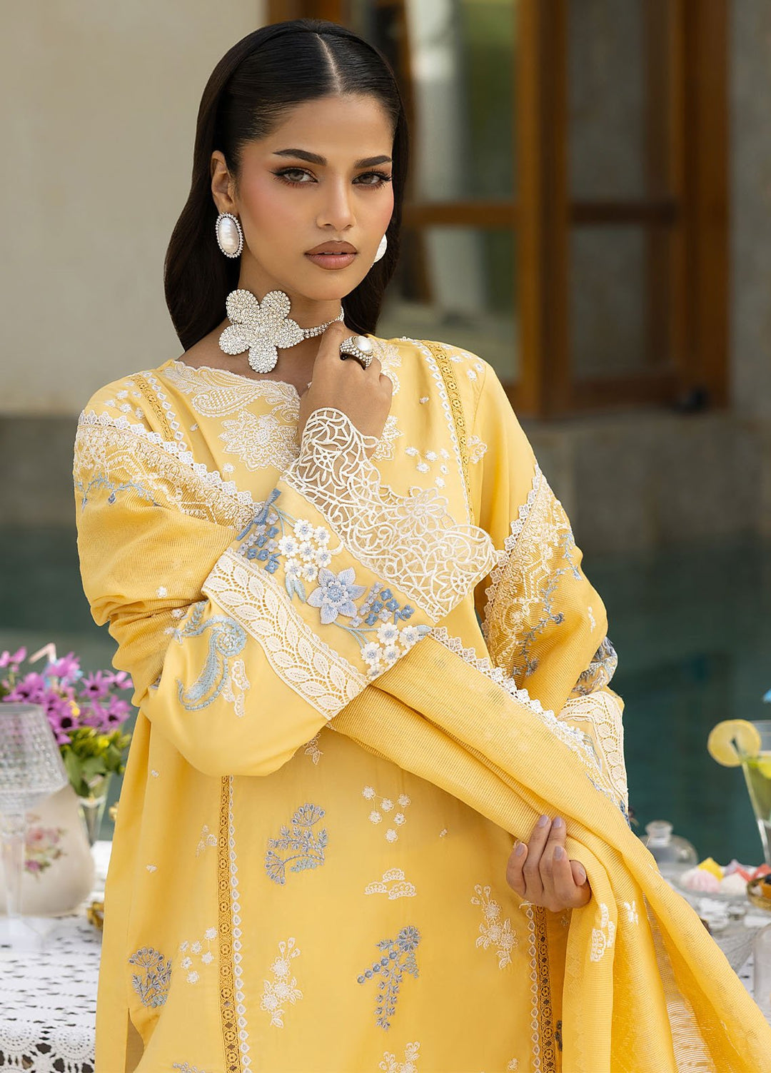 Florent Embroidered Lawn Suits Unstitched 3 Piece FL25EF FL-2 A - Summer Collection