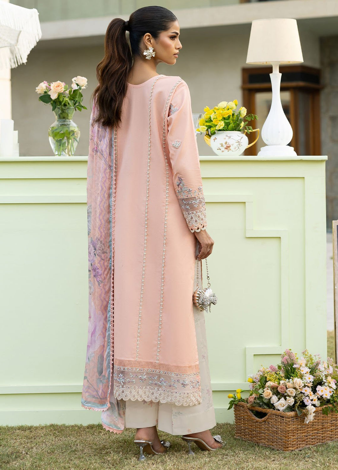 Florent Embroidered Lawn Suits Unstitched 3 Piece FL25EF FL-4 A - Summer Collection