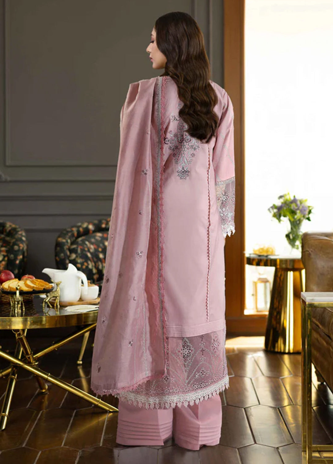 Florent Embroidered Lawn Suits Unstitched 3 Piece FL25EF FL-5 B - Summer Collection