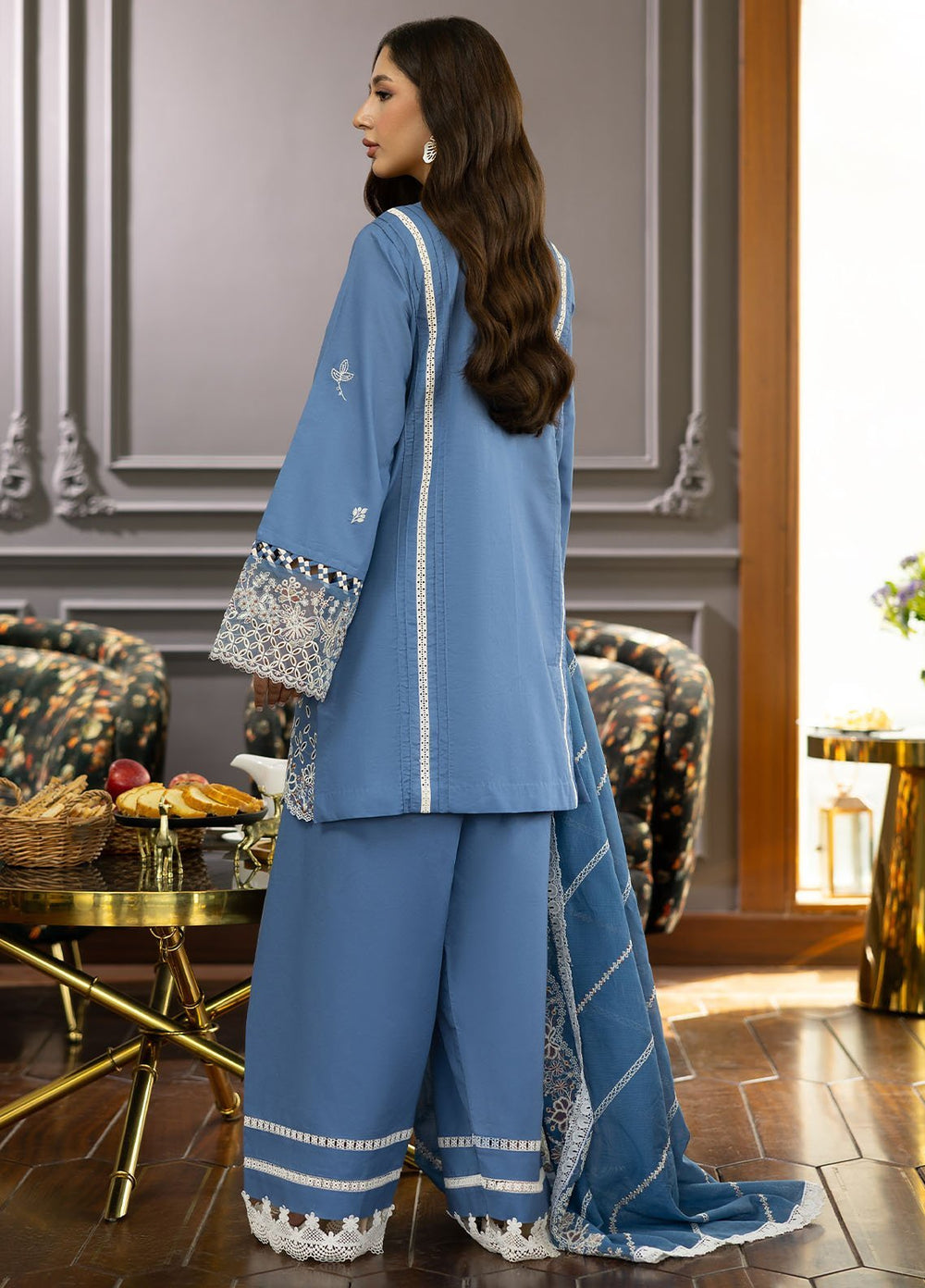 Florent Embroidered Lawn Suits Unstitched 3 Piece FL25EF FL-7 A - Summer Collection