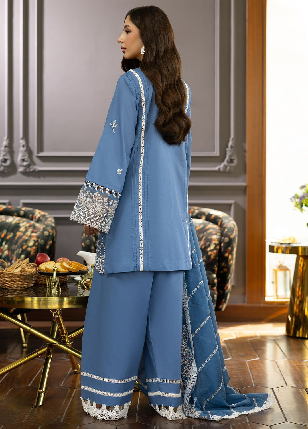 Florent Embroidered Lawn Suits Unstitched 3 Piece FL25EF FL-7 A - Summer Collection