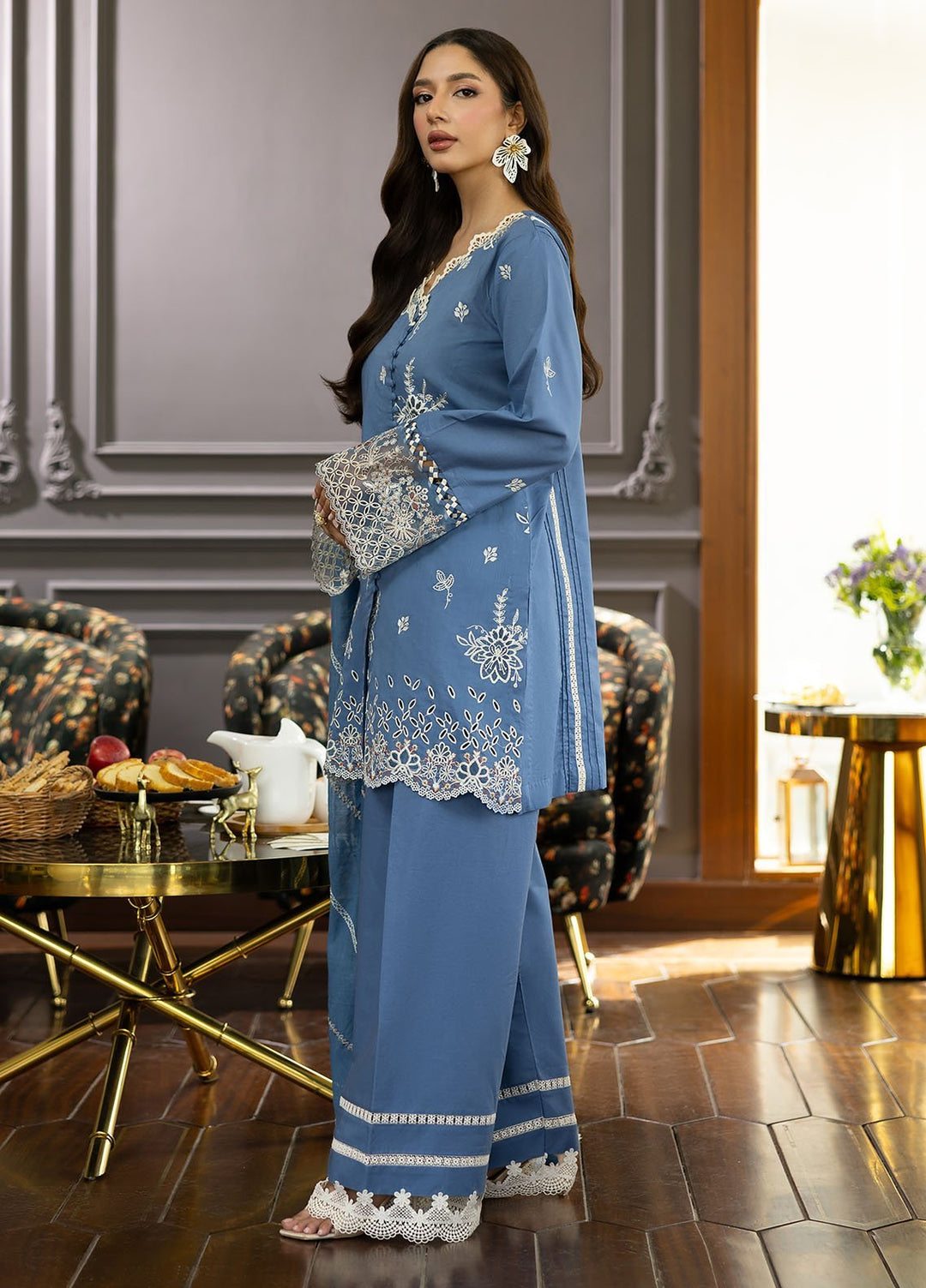Florent Embroidered Lawn Suits Unstitched 3 Piece FL25EF FL-7 A - Summer Collection