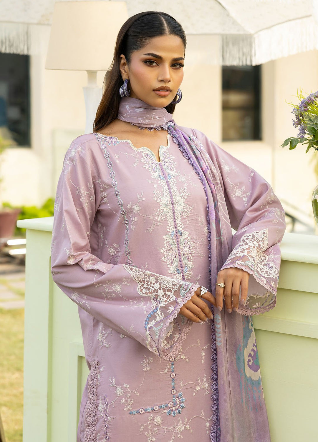 Florent Embroidered Lawn Suits Unstitched 3 Piece FL25EF FL-8 A - Summer Collection