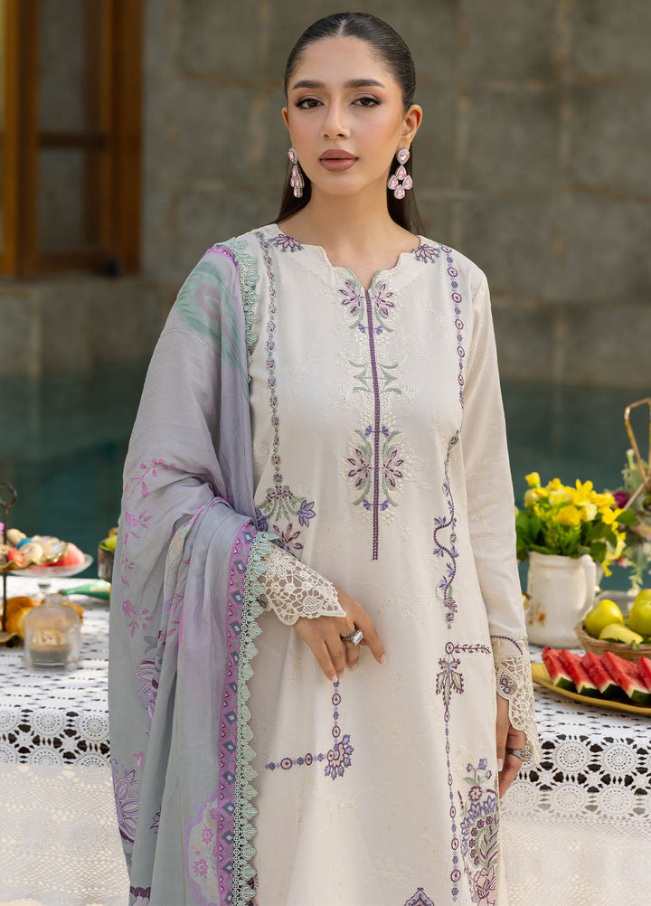 Florent Embroidered Lawn Suits Unstitched 3 Piece FL25EF FL-8 B - Summer Collection