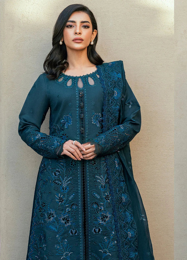 Florent Embroidered Lawn Suits Unstitched 3 Piece FL25LL FL-1B - Summer Collection