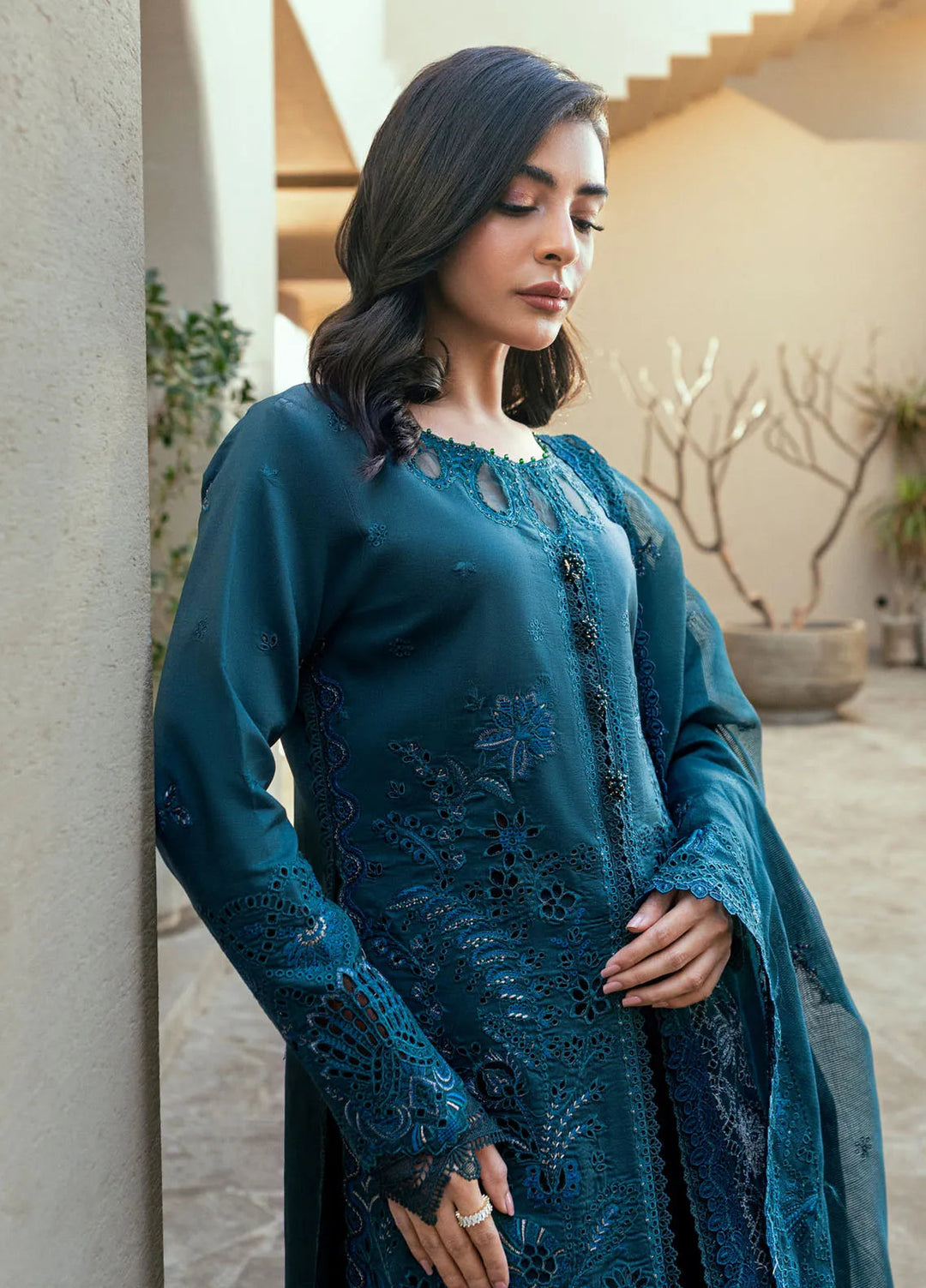 Florent Embroidered Lawn Suits Unstitched 3 Piece FL25LL FL-1B - Summer Collection